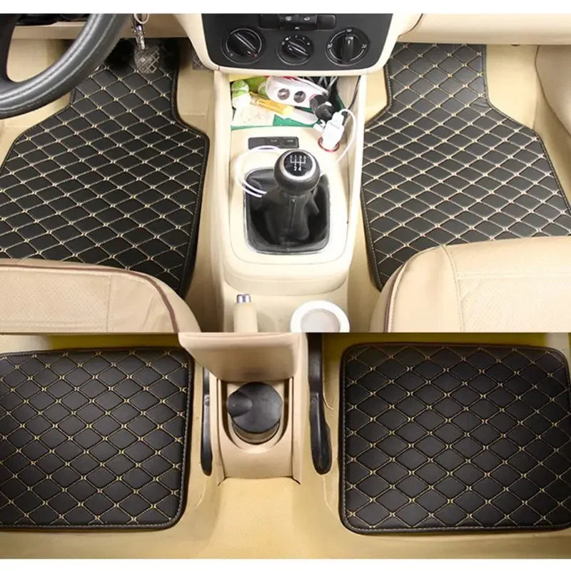 4 pcs Waterproof Leather Car Floor Mats Universal Auto Foot Pad Protector Automobile Interior Carpet Accessories Interior