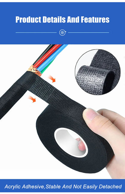 Automotive Wiring Harness Adhesive Tape Noise Reduction Heat Resistance Flame Retardant Electrical Protective Cloth Tape