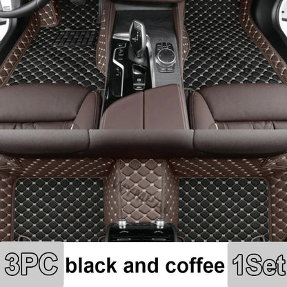 Car Mats Floor For Peugeot 5008 P87 2017~2023 7seat Luxury Leather Mat Car Floor Mats Universal Waterproof Cocho Car Accessories