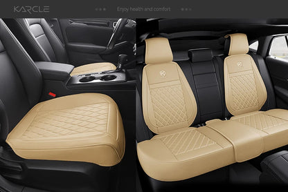 Karcle Nappa Leather Car Seat Cover Surround Bottom Car Seat Cover Full Set Durable Car Seat Protection Cushion Car Accessories