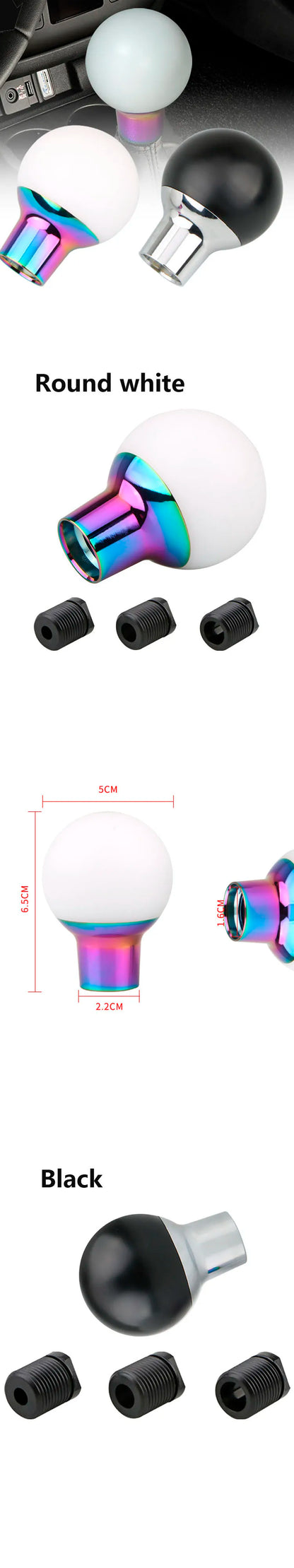 Acrylic car gear shift knob lever universal manual car gear shift knob adapter cool car hand handle ball white shift knob car