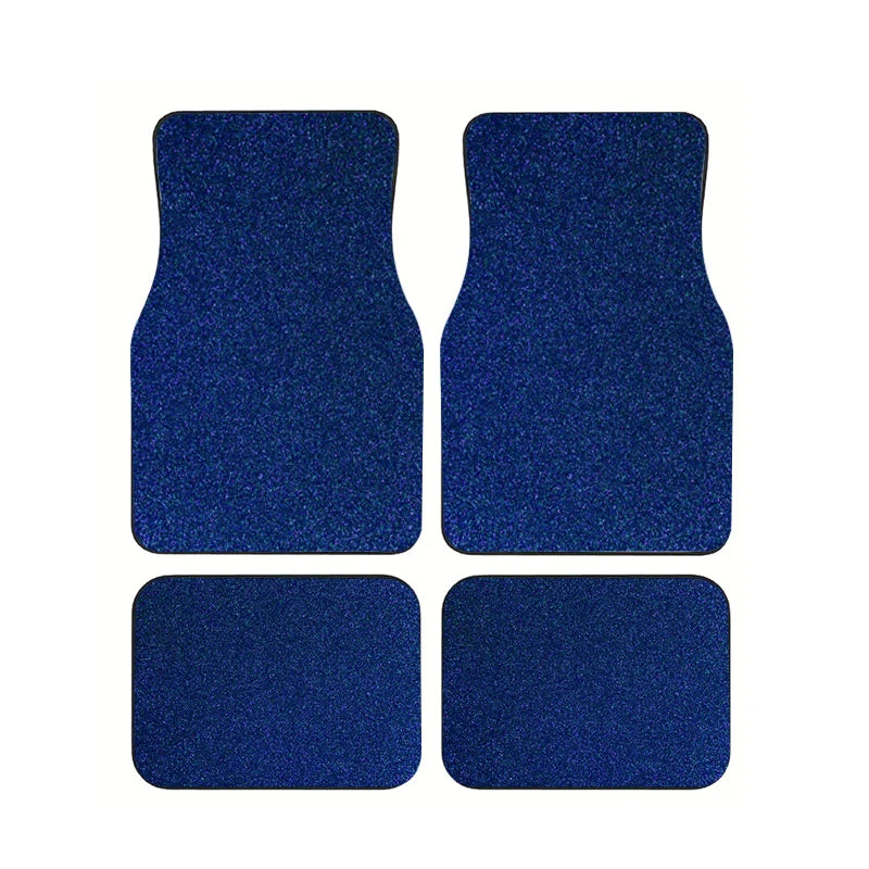 Universal Car Floor Mats Set of 4 Blue Texture Non-Slip Waterproof Auto Carpet Easy Clean Interior Accessory for Sedan SUV