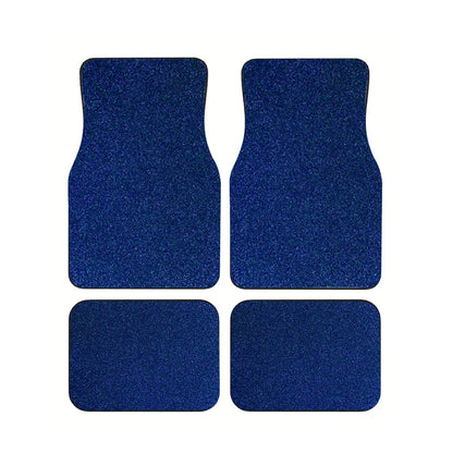 Universal Car Floor Mats Set of 4 Blue Texture Non-Slip Waterproof Auto Carpet Easy Clean Interior Accessory for Sedan SUV
