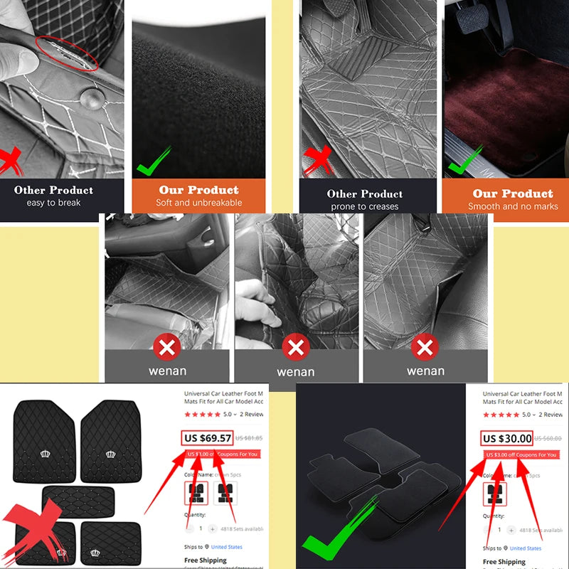Car Floor Mats For Ford Fiesta 5 MK5 Ford Classic 2003~2008 Rugs Panel Footpads Carpet Cover Pad Anti-slip Foot Pads Accessories