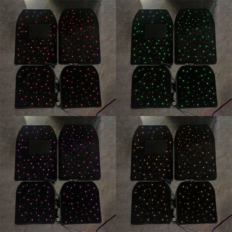 2025 latest illuminated car floor MATS, General Starry Sky car floor MATS, Fiber Starlight car carpet 4-piece set interior modif