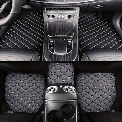 Universal 5Pcs Car Floor Mats PU Leather Waterproof Dust-Proof Auto Carpet Protector pads Fashion Car Interior Accessories