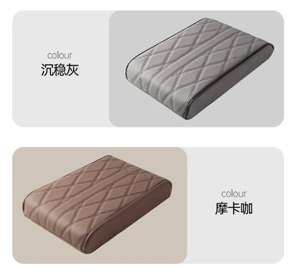 Car Armrest Mat Center Console Arm Rest Protection Cushion Wave Embroider PU Leather Auto Armrests Storage Box Cover Pad