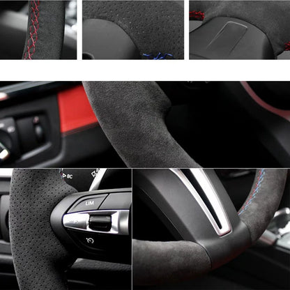 Customized Suede Leather Car Steering Wheel Cover For F87 M2 F80 M3 F82 M4 2 M5 F12 F13 M6 F85 X5 M F86 X6 M F33 F30 M Sport
