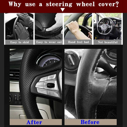 Steering Wheel Cover For Audi A2 8Z A3 8L Sportback A4 B6 Avant A6 C5 A8 D2 TT 8N S3 S4 RS 4 DIY Black PU Microfiber Leather