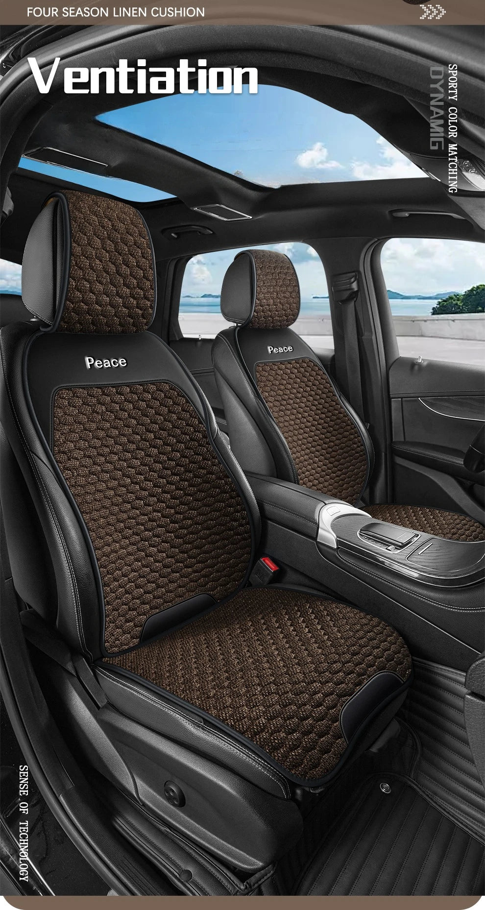 Breathable Linen Car Seat Cushion Comfortable and Wearable Car Seat Cover Universal Fits Most Cars - 1 Unit