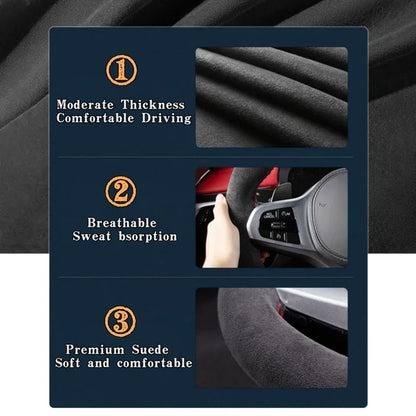 Car Steering Wheel Cover Suede Leather Steering Wrap Cover For Audi A2 8Z A3 8L Sportback A4 B6 Avant A6 C5 A8 D2 TT 8N S3