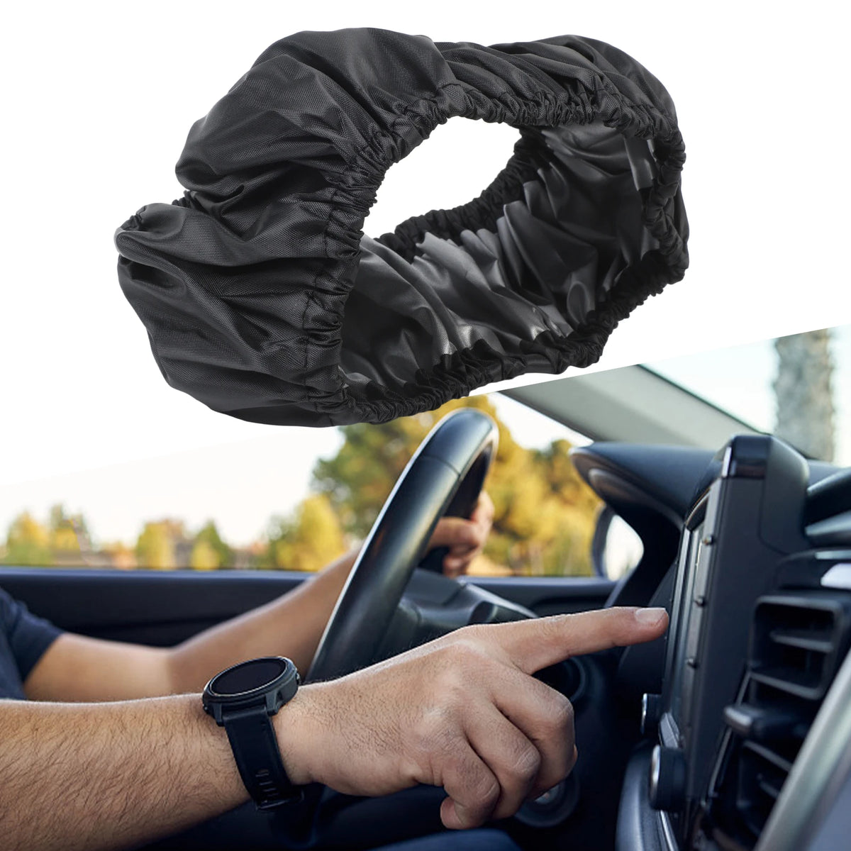 40cm Car Steering Wheel Cover Black Dust-proof Oxford Cloth Steering Wheel Cover Case Car Interior Accessories