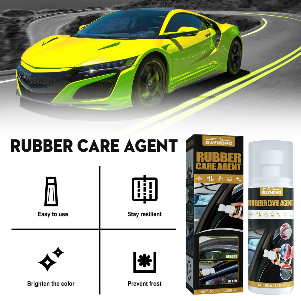 Spray Renovador de Borracha Automotiva - Agente de Limpeza e Proteção