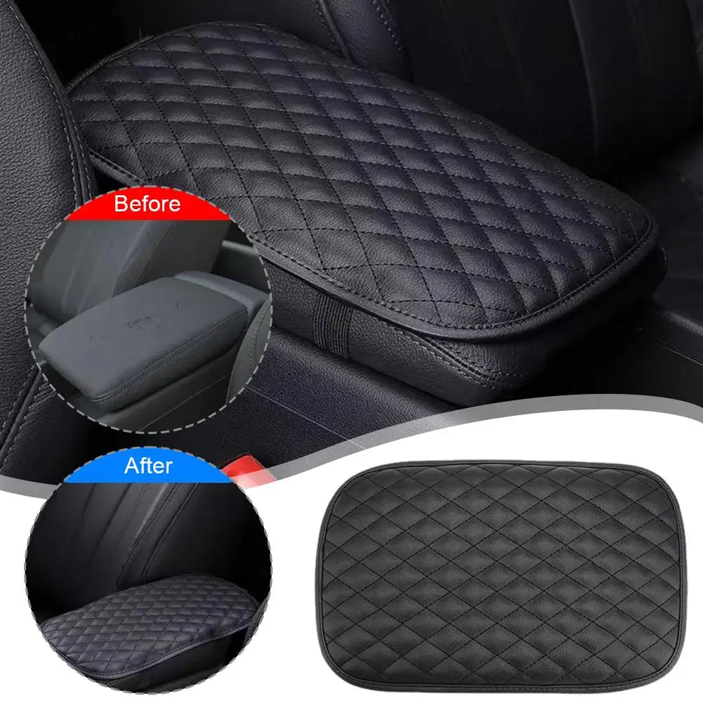 PU Leather Car Armrest Cushion Center Console Box Pad Arm Rest Cushion Waterproof Automotive Interior Universal Accessories