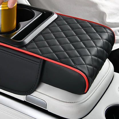 Portable Center Console Armrest Cushion Leather With Cup Holder Tissue Box Car Armrest Pillow Multifunctional Parts & Accessorie
