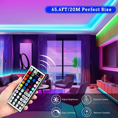 RGB LED Strip Lights with 44-Key Remote Control for Home Bedroom Party Decor TV Backlight Wall Room 1m 3m 5m 10m 20m 30m 40mTape