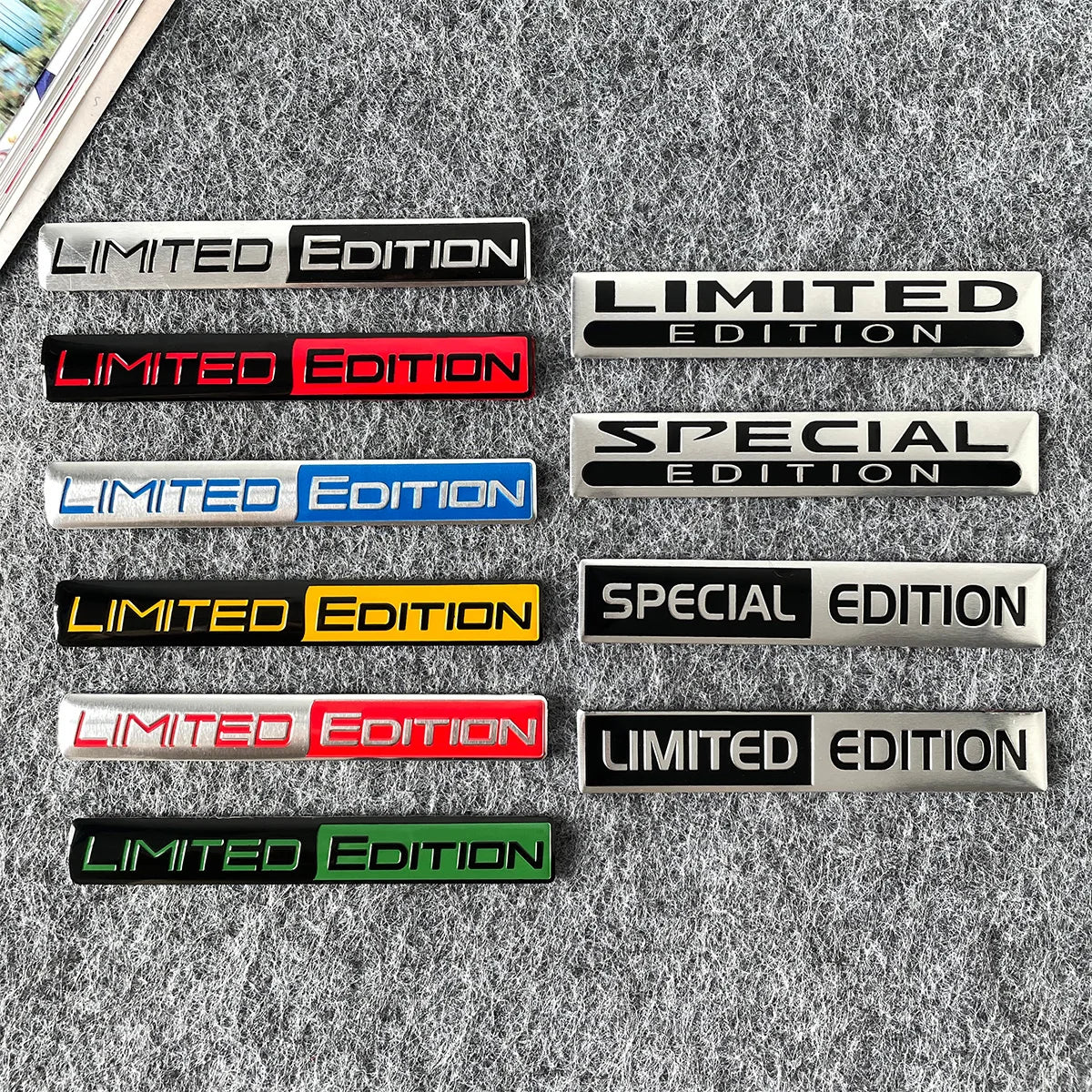 1 Pair 3D Aluminum Car Stickers Emblem Limited Edition Styling Badge Decals Auto Door Bumper Trunk Body Side Decor Accessories