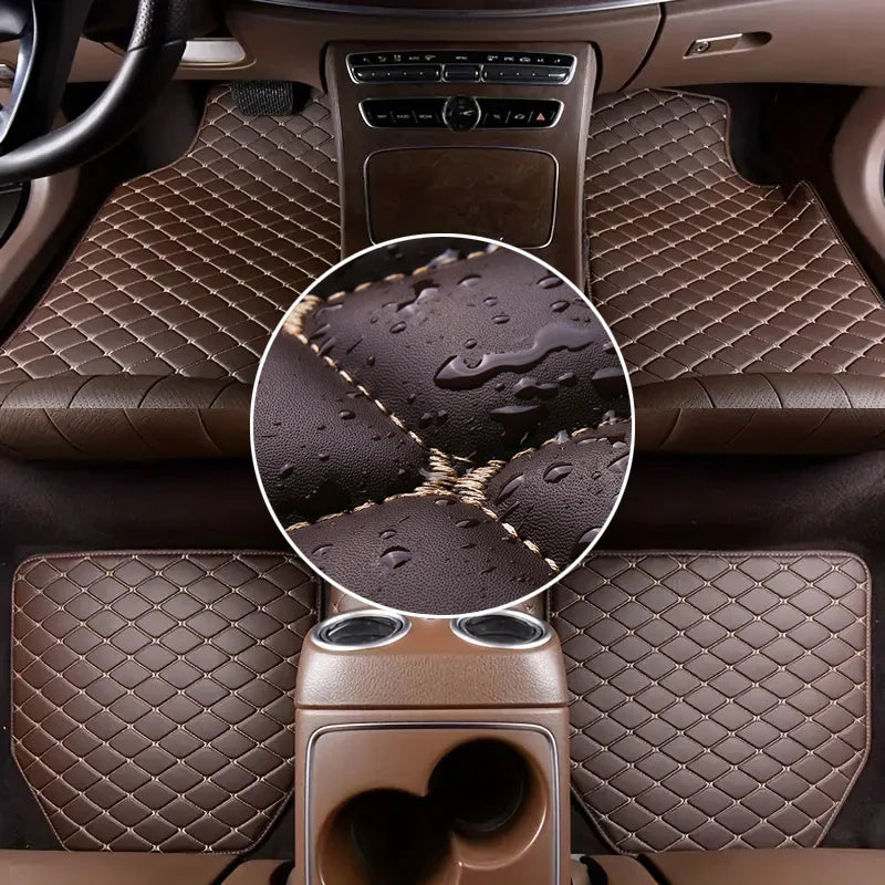 5PCS Car Floor Mats Universal Car Floor Mat Protector Waterproof Anti-fouling Leather Floor Mats Car Interior Accessories