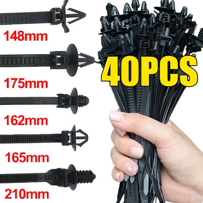 Nylon Push Clip Zip Tie Fastener Universal Car Bumper Fender Retainer Self Locking Nylon Strap Body Trim Repair Accessories
