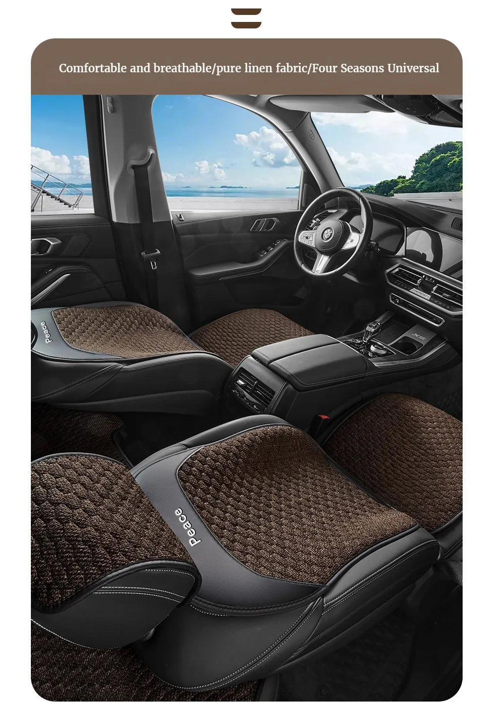 Breathable Linen Car Seat Cushion Comfortable and Wearable Car Seat Cover Universal Fits Most Cars - 1 Unit