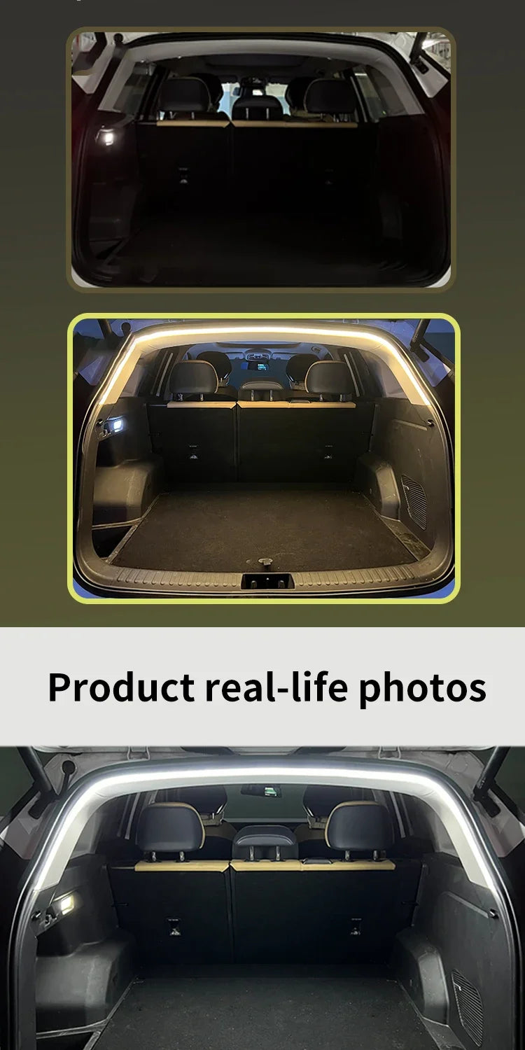 Car high brightness trunk lighting ambient light interior decoration LED wiring free automatic sensing tailgate light strip