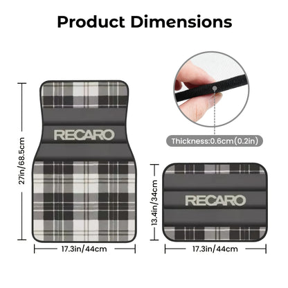 4pcs RECARO -Heavy-Duty All-Weather Floor Mats - Fit For Driver's Footwell With Pedal Cutouts - Easy-to-Clean Car Interior Prote
