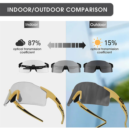 Kapvoe 2026 Photochromic Cycling Sunglasses Rimless Men Running Outdoor Sports Bike Glasses MTB Glasses Eyewear Bicycle Goggles