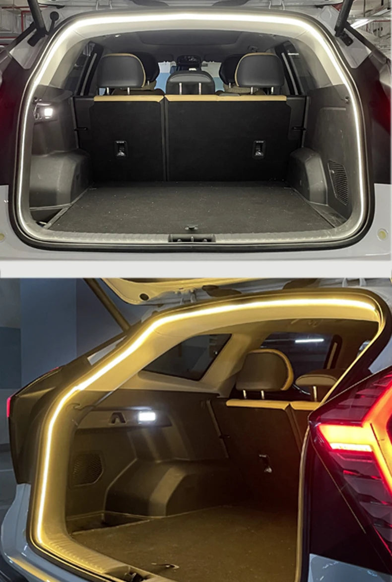 Car Trunk LED Light Strip 400cm/200cm Flexible Interior Ambient Lighting for SUV/MPV Automatic On/Off Hidden Installation