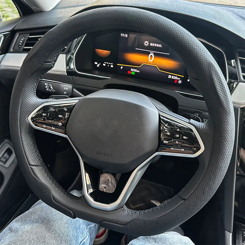 Leather D cut Auto Steering Wheel Cover Ultra-Thin Breathable Non-Slip D Shape Sport Car Steering Wheel Protector Accessories