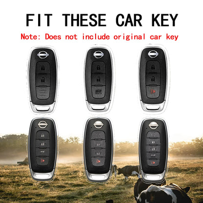 Leather Car Key Case Cover for Nissan Juke 2023 X-trail T33 Qasqhai J12 2022 Ariya Altima Teana2 3 4 5 Buttons