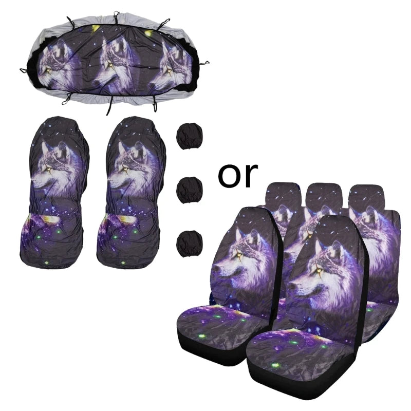 Car Seat Cover Universal Animal Wolf Printing Protectors Gifts For Men Boys