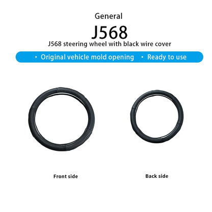 Car Steering Wheel Cover – Black Stitching, 38cm Round Outer Diameter, Anti-Slip & Wear-Resistant, Comfortable Grip