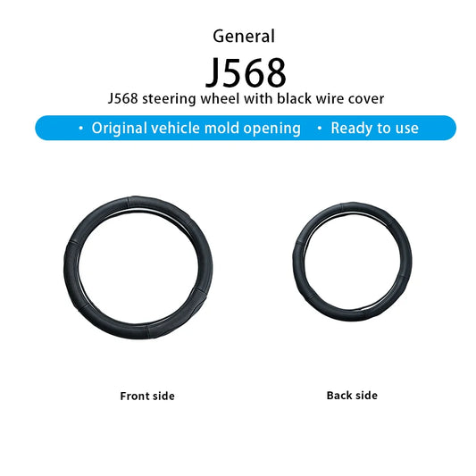 Car Steering Wheel Cover – Black Stitching, 38cm Round Outer Diameter, Anti-Slip & Wear-Resistant, Comfortable Grip