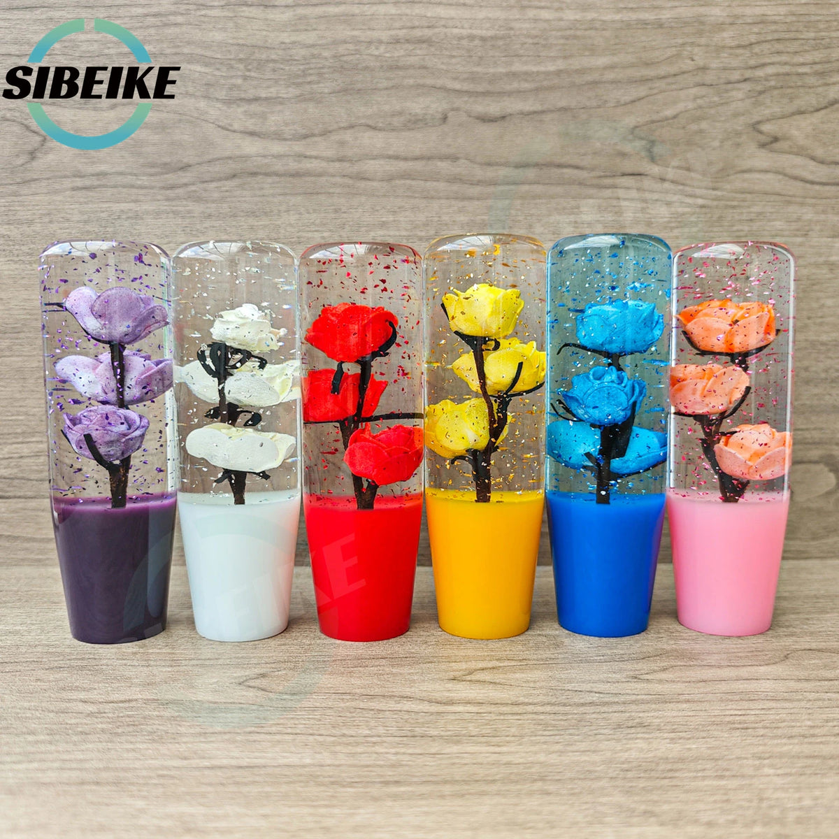 15CM Universal Transparent Flower Gear Shift Knob Car Manual Shifter Head Shift Knob Stick