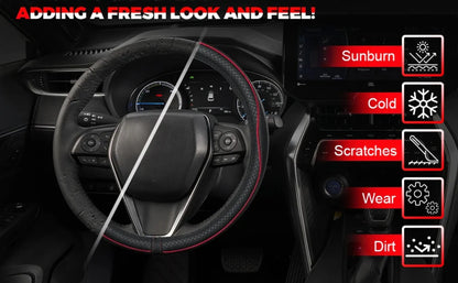 Car Steering Wheel Cover, Anti-Slip, Safety, Soft, Breathable, Heavy Duty, Thick, Full Surround, Sports Style universal use 38cm