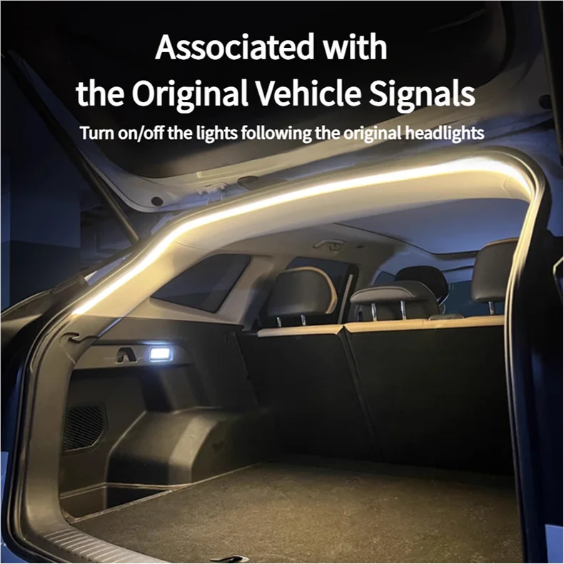 Car Trunk LED Light Strip 400cm/200cm Flexible Interior Ambient Lighting for SUV/MPV Automatic On/Off Hidden Installation