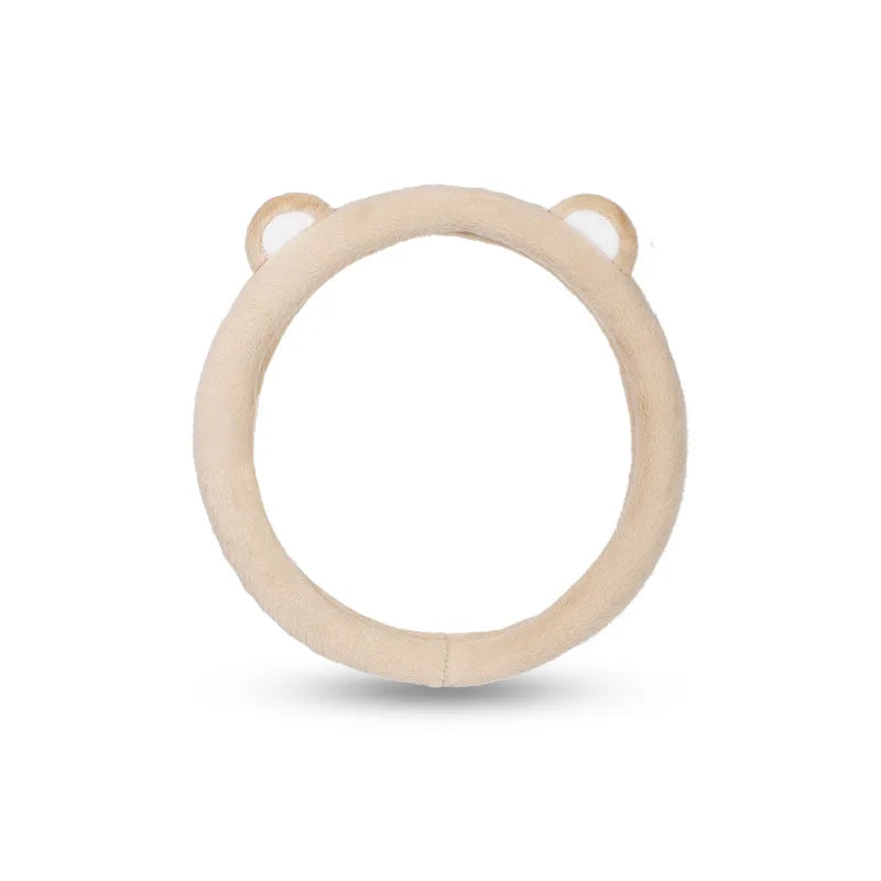 Plush Car Steering Wheel Cover Cartoon Cute Bear Ears Steering Wheel Cover Winter Warm and Comfortable Steering Wheel Cover