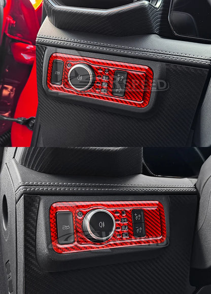 Real Soft Carbon Fiber Sticker For Ford Mustang GT Dark Horse EcoBoost 2024 2025 2026 LHD RHD Car Headlight Switch Interior Trim
