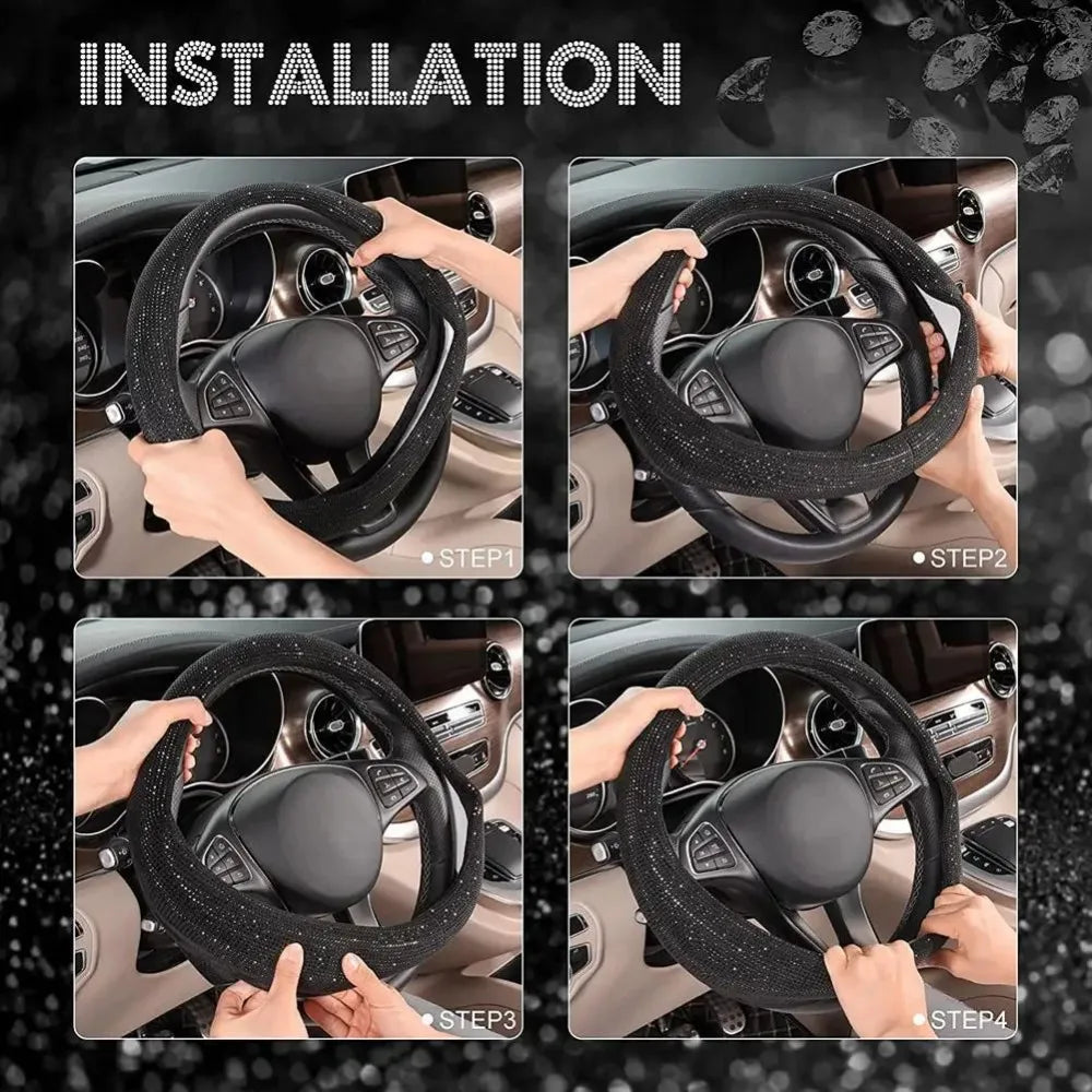 Crystal Car Steering Wheel Cover Bling Diamond Car Steering Wheel Cover RhinestonesAuto Interior Decoration Accessories