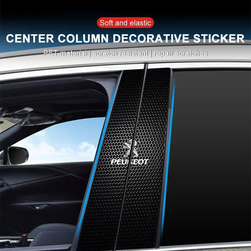 Car Emblem Center Pillar Sticker Auto Door Decorative Stickers For Peugeot 308 408 508 RCZ 208 3008 2008 206 207 307 Car Gadgets