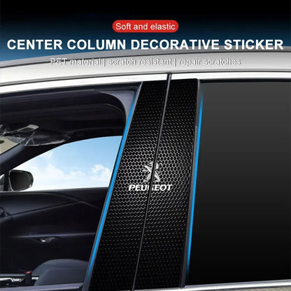 Car Emblem Center Pillar Sticker Auto Door Decorative Stickers For Peugeot 308 408 508 RCZ 208 3008 2008 206 207 307 Car Gadgets