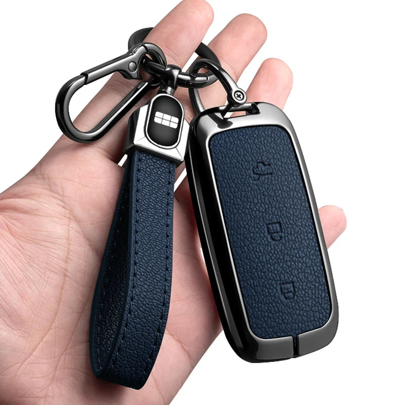 For Geely EX5 Metal Leather Car Key Case Full Cover Shell For Geely EX5 EM-i / ‌Starray EM-i / Galaxy L6/L7/E8/M9