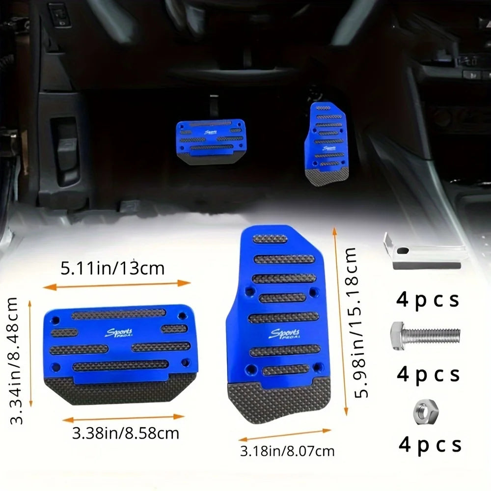 2pc Non-Slip Aluminum Alloy Car Pedal Pads, Automatic Transmission Brake & Gas Pedal Covers Auto SUV ATV Replacement Accessories