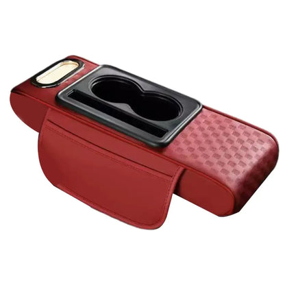 Car Center Console Height Increasing Armrest Cushion Multifunctional PU Leather Armrest Pad with Cup Holder Tissue Box Universal