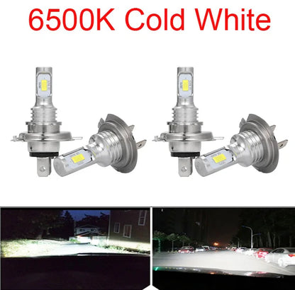 Kit Lâmpada LED H7/H4 4 Peças - Farol Alto/Baixo Branco 6000K, Amarelo 3000K, Azul Gelo 12000K