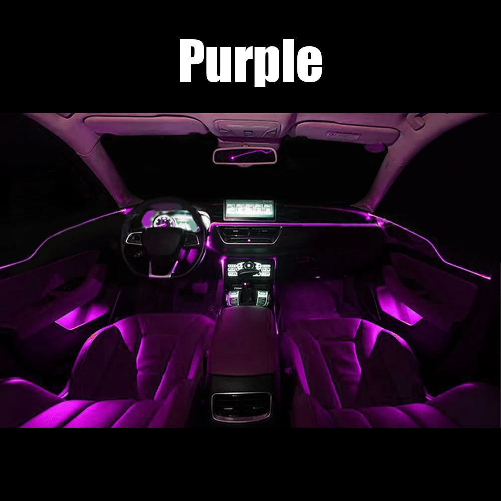 12V 6m LED Strips RGB Car Interior Light Ambient Lamp Decorative Fiber Optic 5 Lens Smart Control Caravan Automotive Accessories