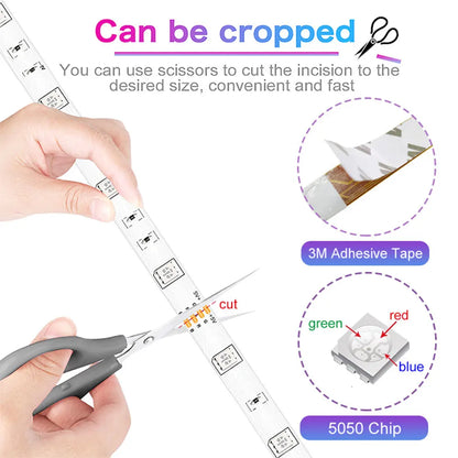 RGB 5050 Led Strip Lights Smart Home TV USB Wall Lamps Ramadan Decoration 2023 Bedroom Closets Aesthetic Room Decor Night Light