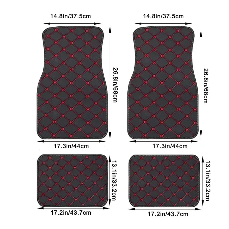 4 pcs Waterproof Leather Car Floor Mats Universal Auto Foot Pad Protector Automobile Interior Carpet Accessories Interior