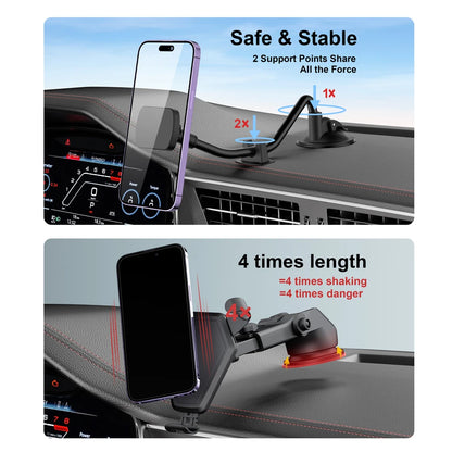 Universal Magnetic Phone Holder Car Long Arm Windshield Dashboard Magnet Car Holder Mount Dock for Phone Mobile Stand for IPhone