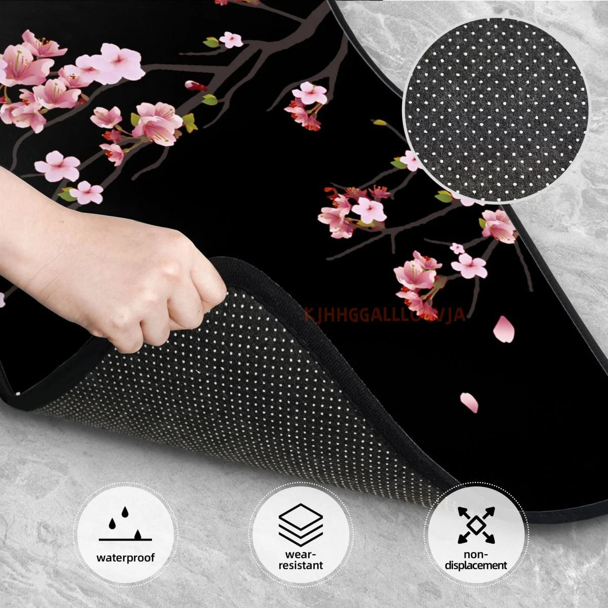 Japanese Sakura Branch 4PCS Crystal Velvet Car Floor Mats Set of Four Anti Fouling Car Mats Carpet Anti Slip Car Floor Mats